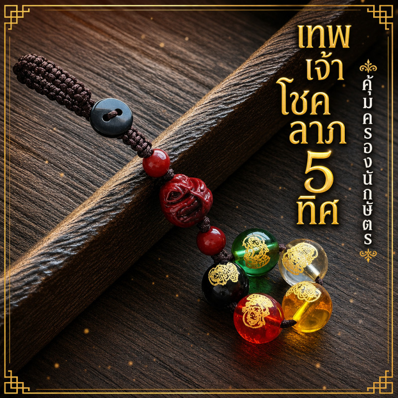 สร้อยคอ จี้ Cinnabar pendant five-way God of Wealth keyring twelve zodiac year pendant