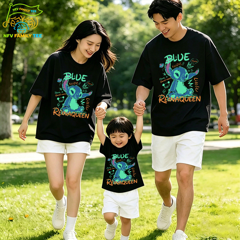 วัสดุใหม่💕COD NFV Family Tee ชุดครอบครัว เสื้อยืดแขนสั้น เสื้อเด็ก เบาเย็น เนื้อผ้าสบาย Stitch ผ้าฝ้