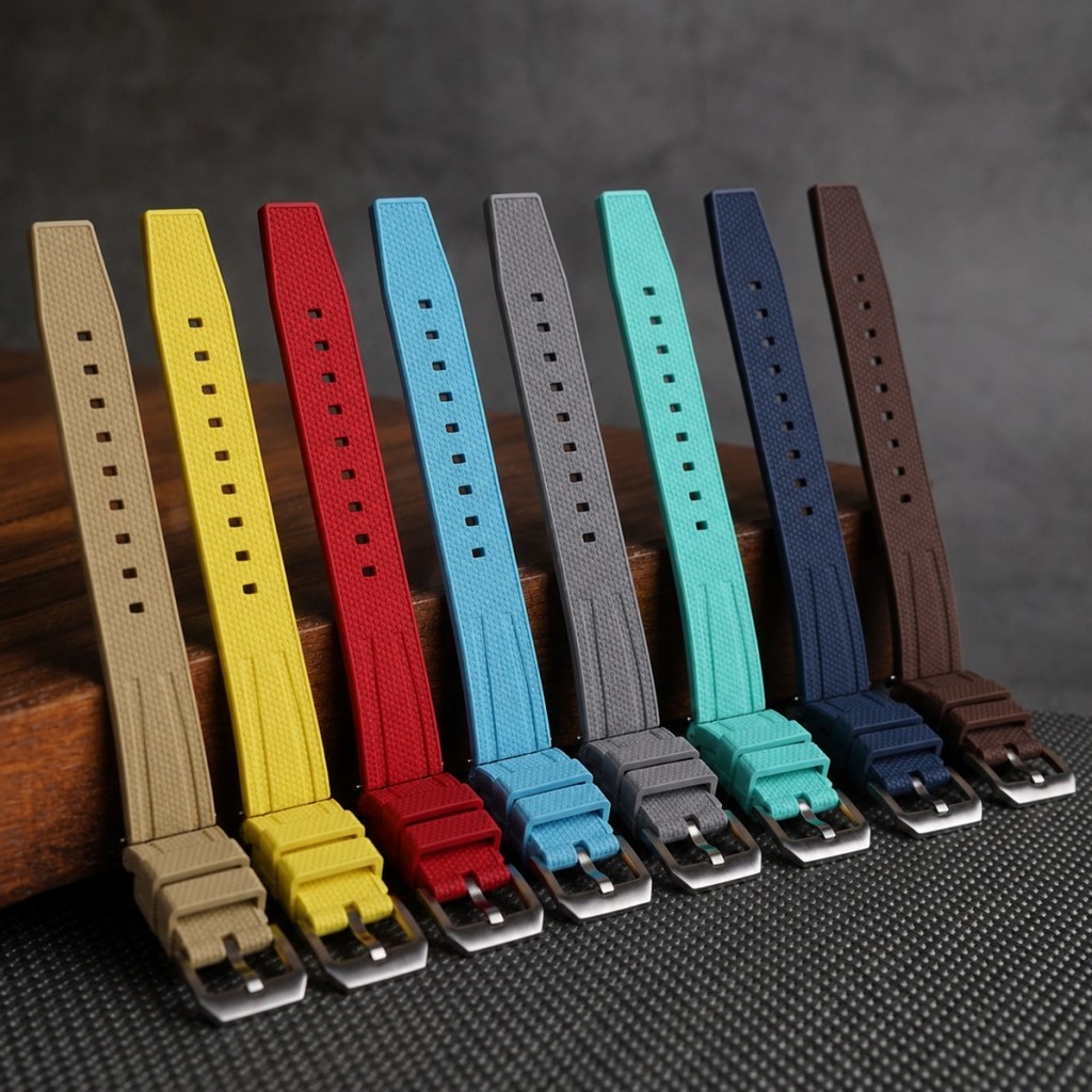 สายนาฬิกายาง Premium FKM มี Quick Release คุณภาพสูง นิ่ม ทน Weave Style คุณภาพดี ลายชัด สวย [V15]