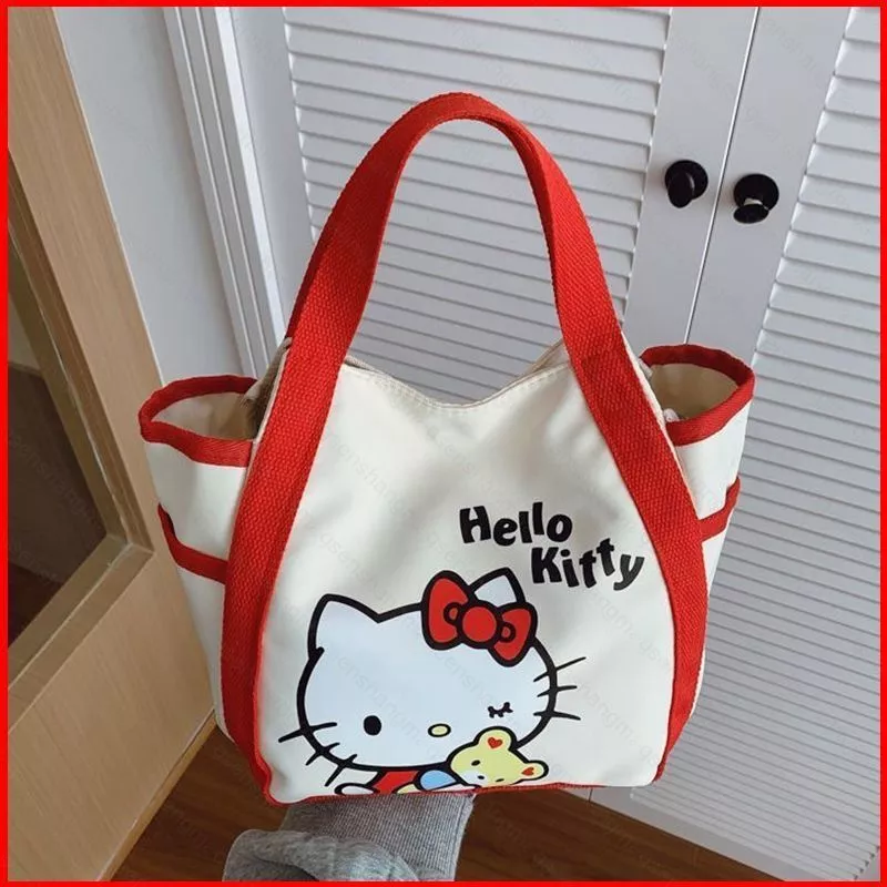 2026 Hello Kitty Bento Bag กระเป๋าถือแบบพกพาความจุขนาดใหญ่มีสไตล์
