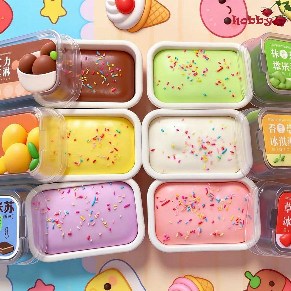 HOBBY จําลองขนมปังบีบของเล่น, Slow-rebound Soft Sticky Box เค้ก Squishy ของเล่น, ช้า Rising Squishy ของเล่น 3D ขนมปังรูปนวด Squishy Fidget มือผ่อนคลาย