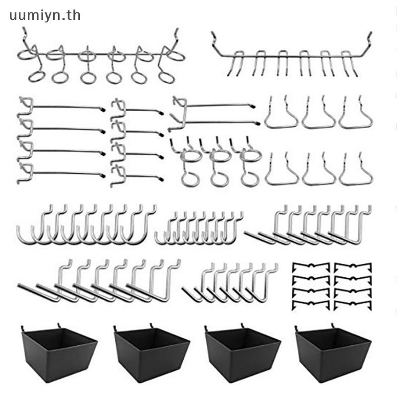 Umiyn 81 ชิ้น Pegboard ตะขอ Assortment พร้อม Pegboard Bins Peg Los เครื่องมือ Organizer TH