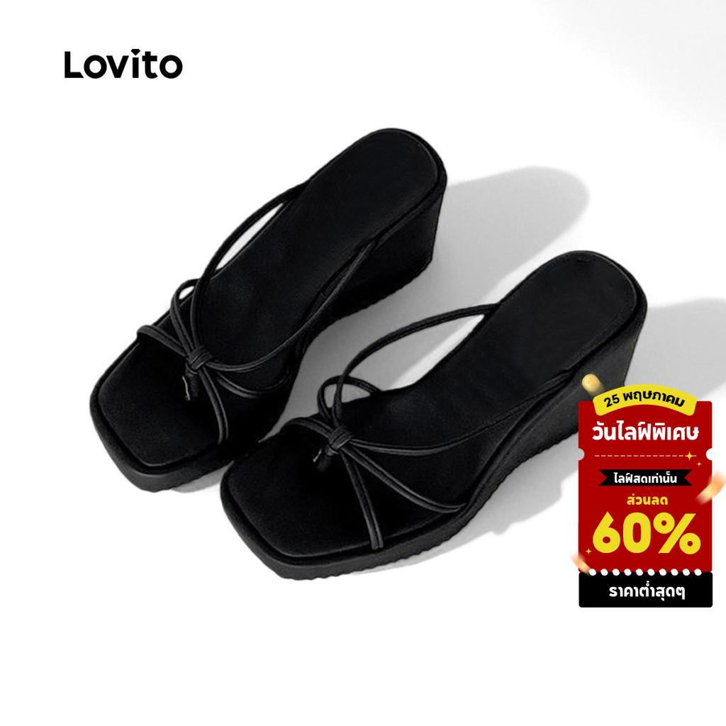 Lovito รองเท sandal แบบ Casual Classic และรองเท้าแตะเรียบง่ายสำหรับผู้หญิง LFA91159