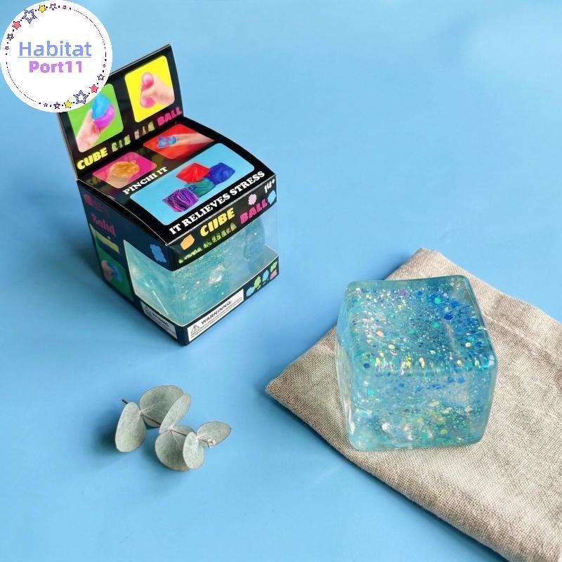 HabitatPort Squishy Ice Cube Fidget Ball สําหรับการออกกําลังกายบรรเทาความเครียดและเล่น th