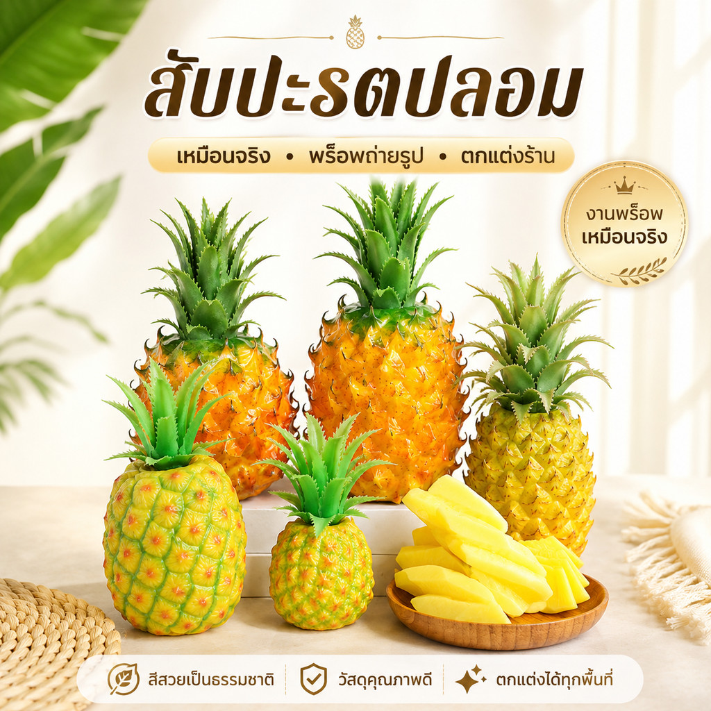 สับปะรด ปลอม เหมือนจริง สำหรับตกแต่งร้านอาหาร แต่งบ้าน แต่งร้านค้า ตกแต่งห้องครัว