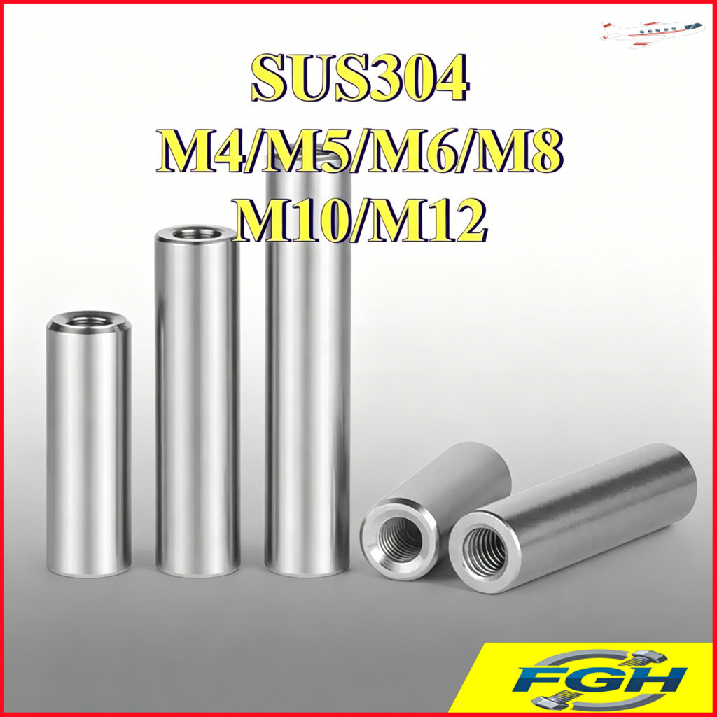 คอลัมน์กั้นสแตนเลส SUS304 ทรงกระบอก M4-M12 ไม่เป็นสนิม แข็งแรง สำหรับอิเล็กทรอนิกส์/DIY [FMB1]