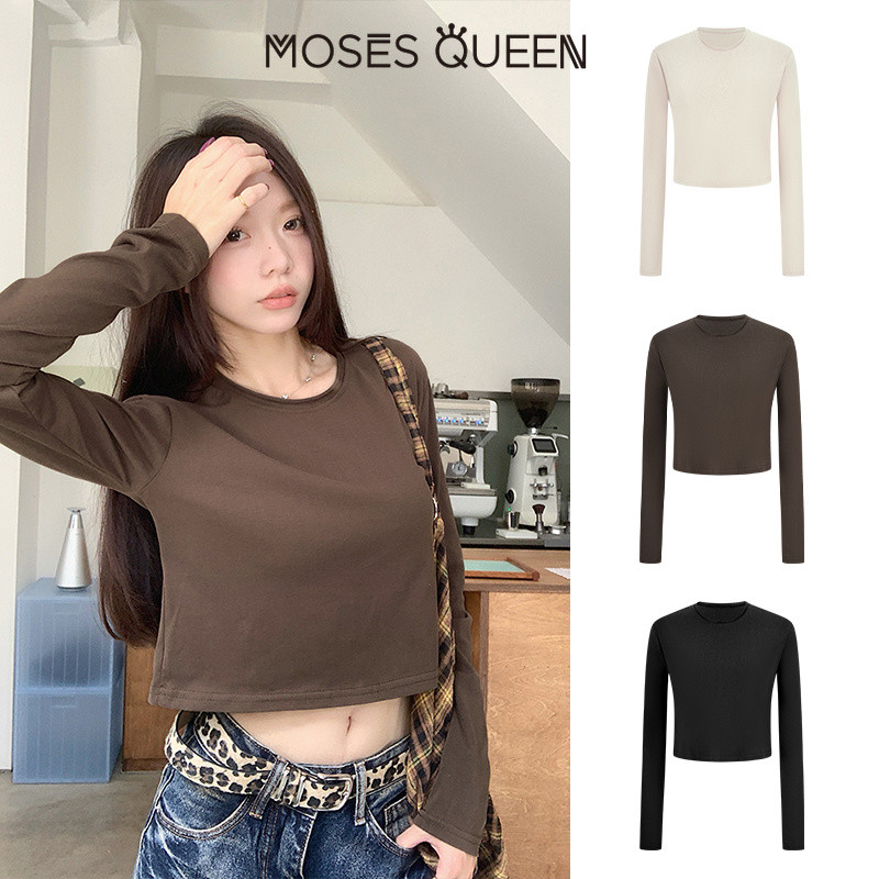MOSESQUEEN เสื้อท็อปอเนกประสงค์พื้นฐานหลายสีพื้นผิวแมทช์ง่ายออนไลน์และไม่หยิบสไตล์ลําลองเรียบง่ายเหมาะสําหรับสตรีททุกวันสื่อสารและฉากอ #63289