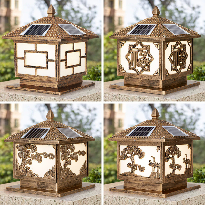 Solar pillar light outdoor waterproof villa courtyard light simple outdoor garden wall gate pillar l