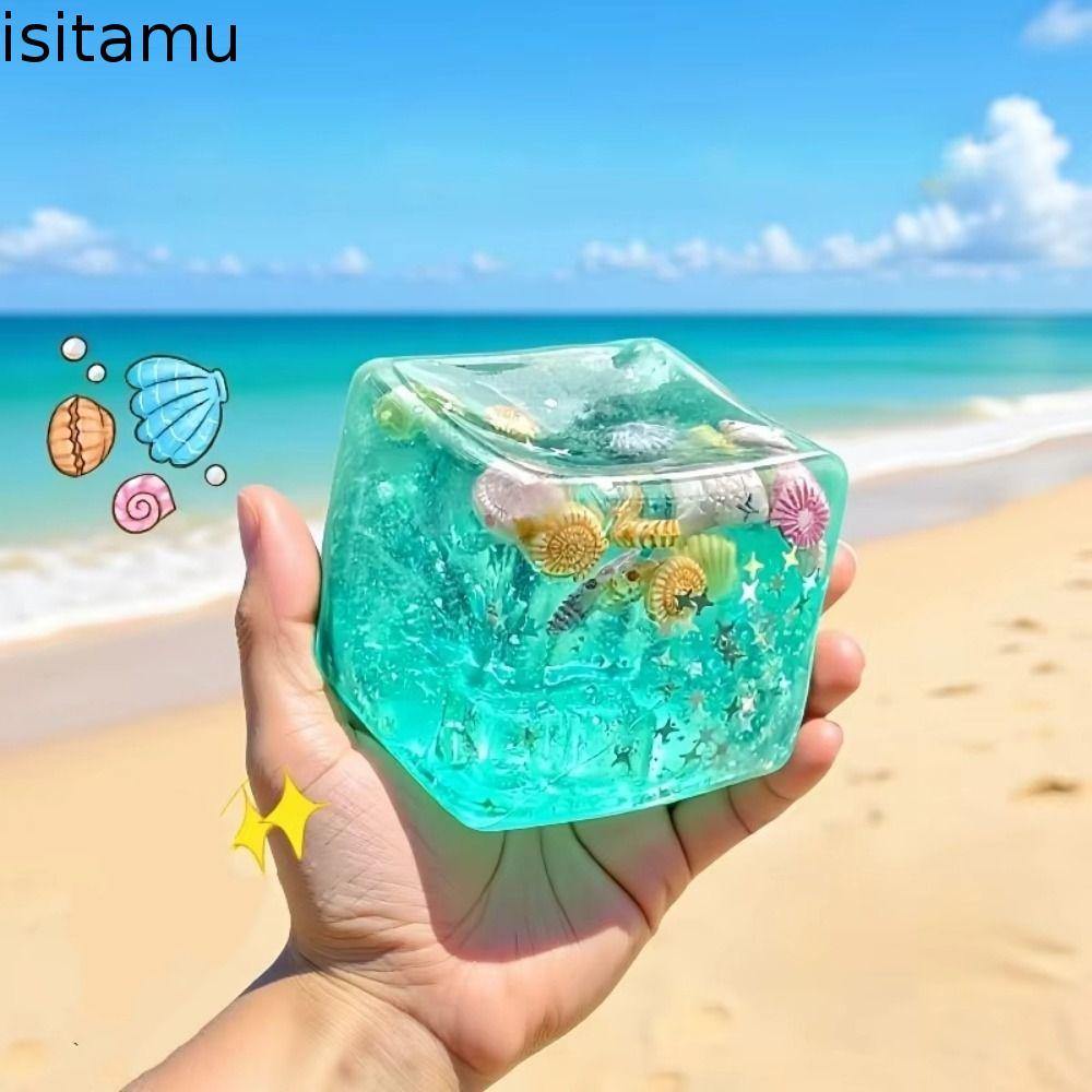 ISITAFT Ocean Squishy Balls, Maltose Super Soft ออทิสติกประสาทสัมผัสของเล่น,นักเรียนโปร่งใสหยิก Ice Cube Squishy ของเล่นเด็กผู้หญิง