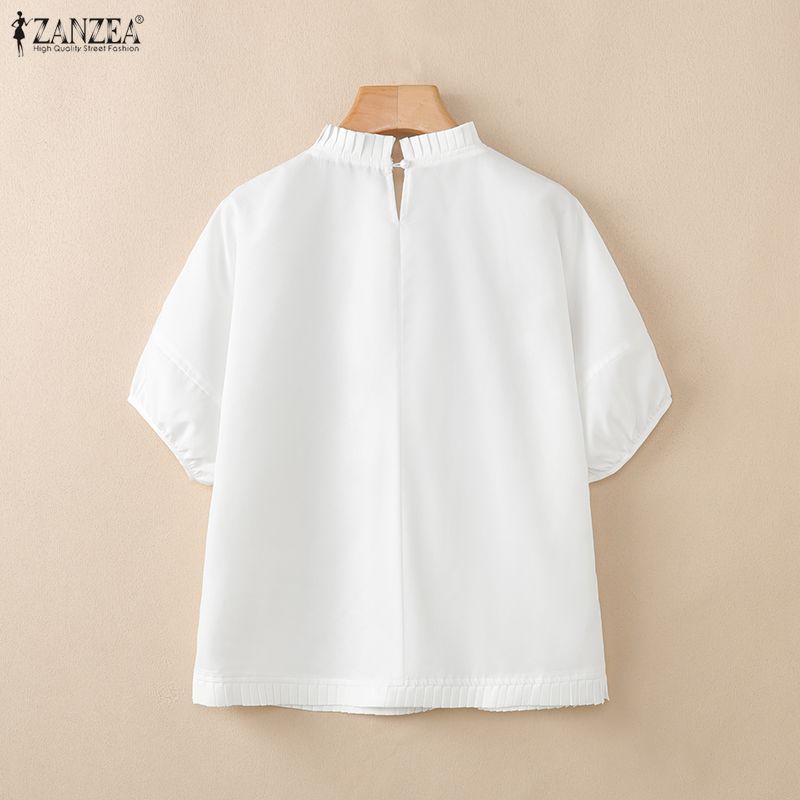 ZANZEA เสื้อเบลาส์ลายดอกไม้แขนพัฟแขนสั้นพิมพ์ลายเกาหลีสําหรับผู้หญิง — صورة 8