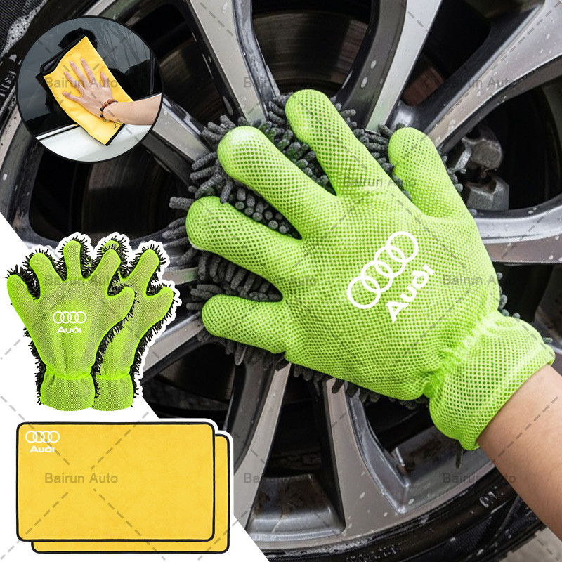 Super ดูดซับถุงมือล้างรถ 5 นิ้วถุงมือทําความสะอาดรถยนต์สําหรับ Audi A4 B8 A3 8P 8V S3 A5 A6 S6 C6 Q5