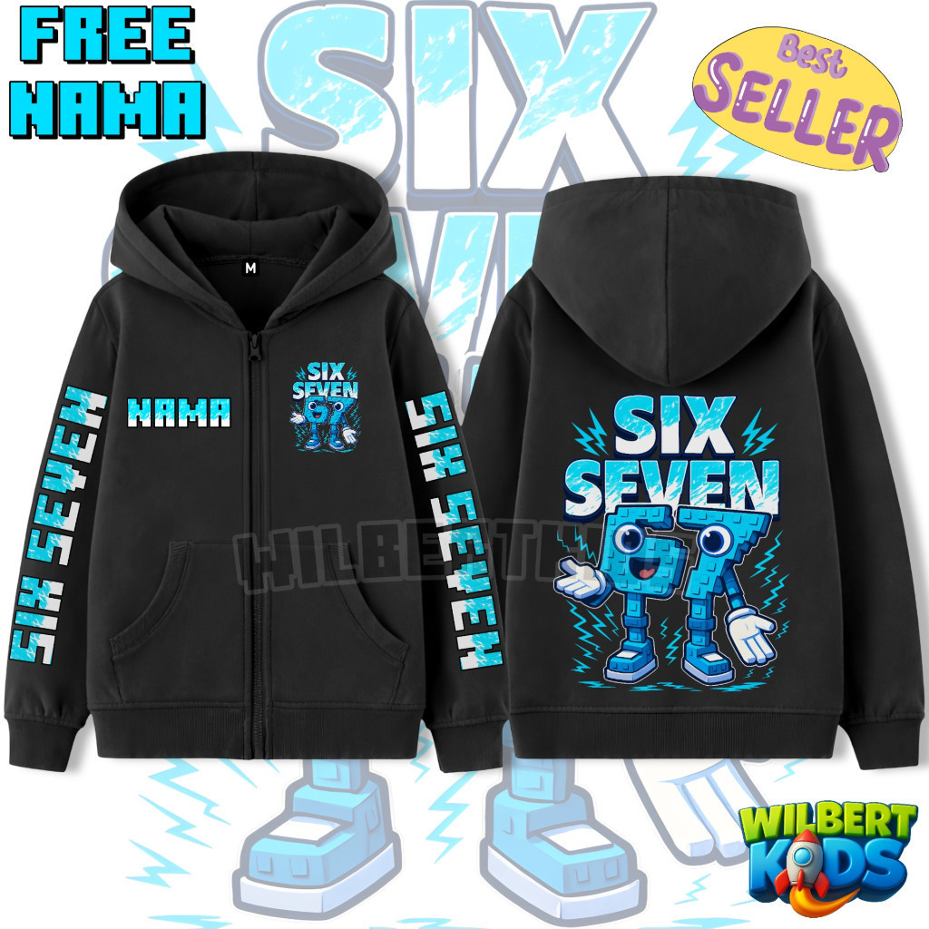 【🐋Kids Hoodie】 หกเจ็ด 67 ขโมย ก สมอง เด็กซิปเสื้อกันหนาวหมวก / หกเจ็ด 67 เด็กซิปแจ็คเก็ตชื่อฟรีอายุ 4-12 ปี