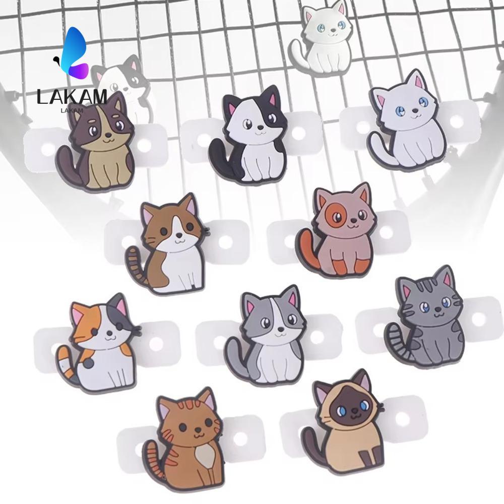 LAKAM ไม้เทนนิส Damper, การ์ตูนแมวซิลิโคนไม้เทนนิสโช้คอัพ,แร็กเก็ตทนทานการสั่นสะเทือน Dampeners Racquet อุปกรณ์เสริม