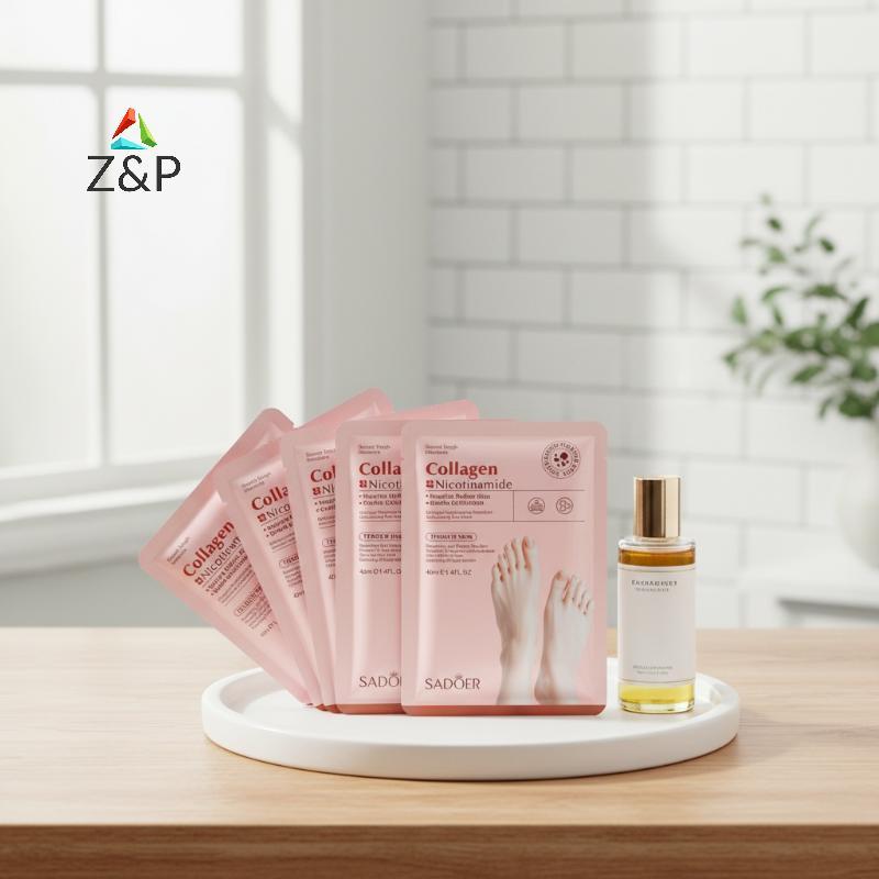 Z&P 5 คู่คอลลาเจน Nicotinamide Foot Mask Peeling Sos สําหรับไวท์เทนนิ่งให้ความชุ่มชื้น Exfoliating F