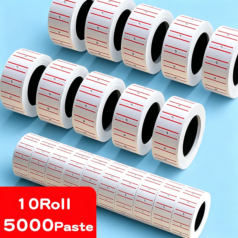 สติกเกอร์ตีราคา  5000ดวง/ม้วน กระดาษขาวขนาด 21x5mm ใช้กับเครื่อง MX-5500, YH-688 กาวในตัวคุณภาพสูง ส่งไว ทนทาน คุ้มราคา