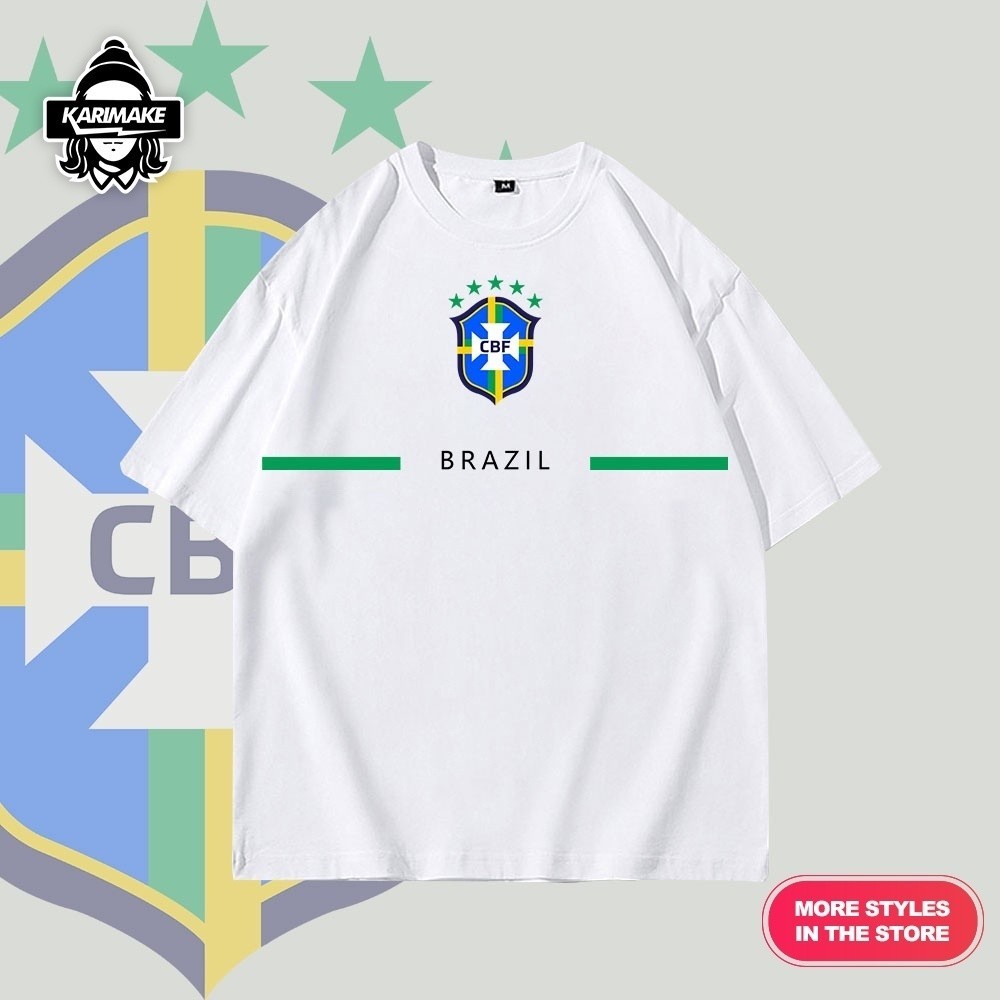 เสื้อยืดแขนสั้นผ้าฝ้าย 100% สำหรับผู้ชายและผู้หญิง พิมพ์ลายทีมฟุตบอลบราซิล ฟุตบอลโลก กาตาร์ พร้อมส่ง ขนาด S-5XL