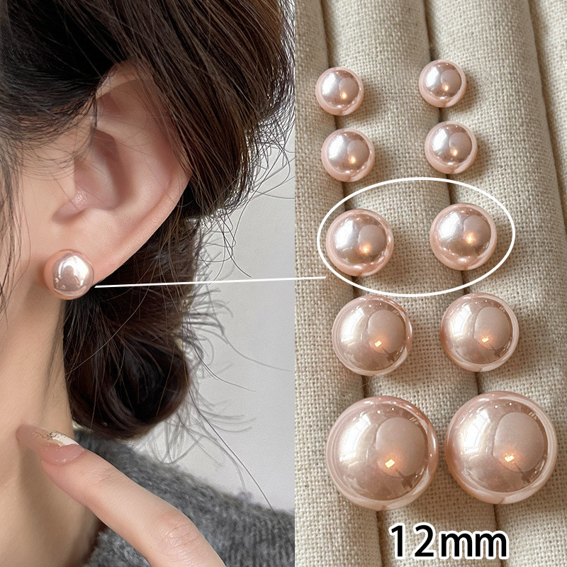 Cherry Blossom Powder Steamed Bun Pearl ต่างหูหรูหรา High-End Simple ต่างหู