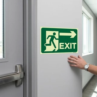 [Prim] สติ๊กเกอร์ป้ายทางออกฉุกเฉินเรืองแสง 4-1 ชิ้น - Glow In Dark Exit Sign - Safety Passage Decal - ป้ายหนีไฟ - ป้ายบอกทิศทางหนี /bliss