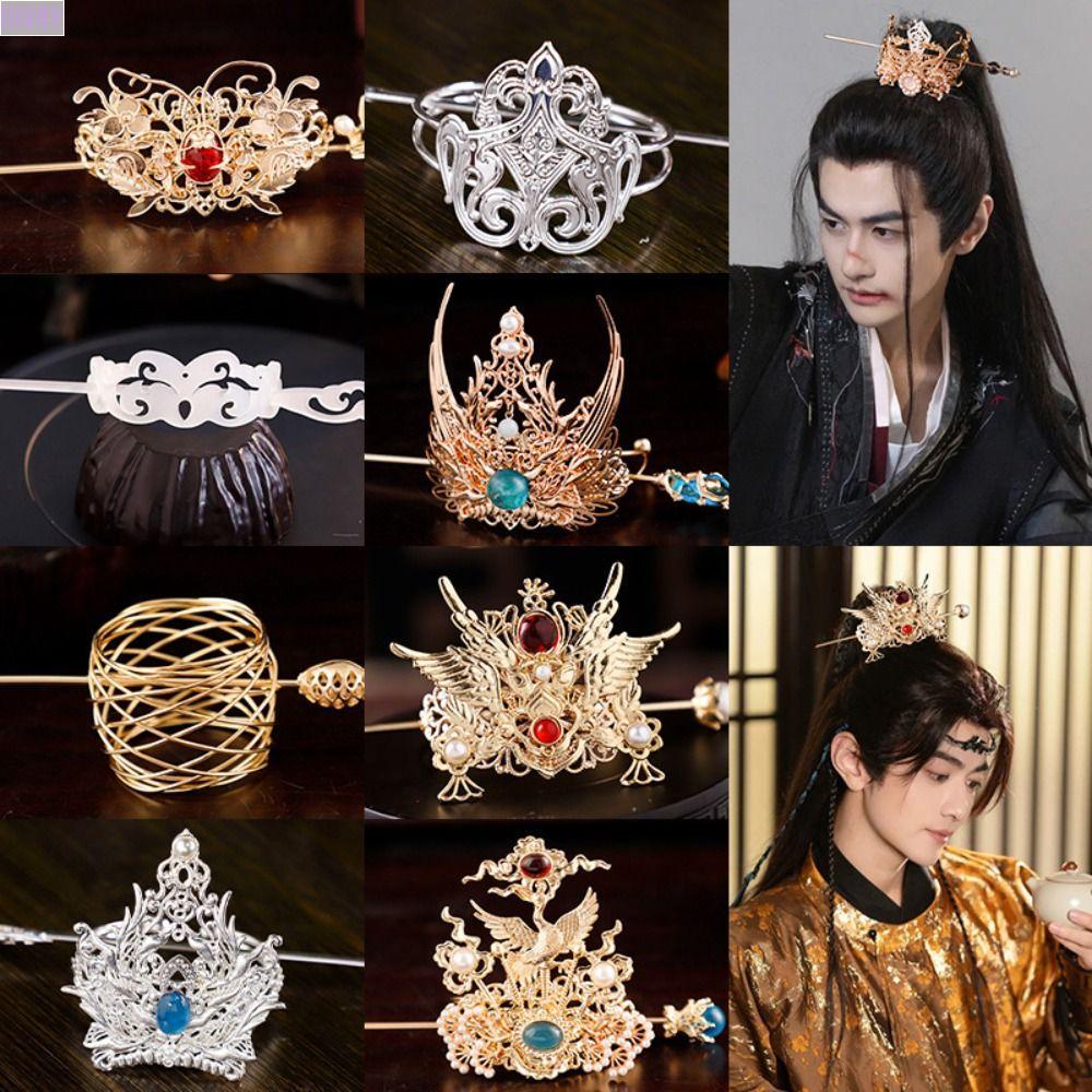 Ivory หางม้า Bun ผมผู้ถือ, Ming Dynasty Headpiece จีน Hanfu ผมมงกุฎ,เครื่องประดับผม Stick Tiara Tang Dynasty คอสเพลย์
