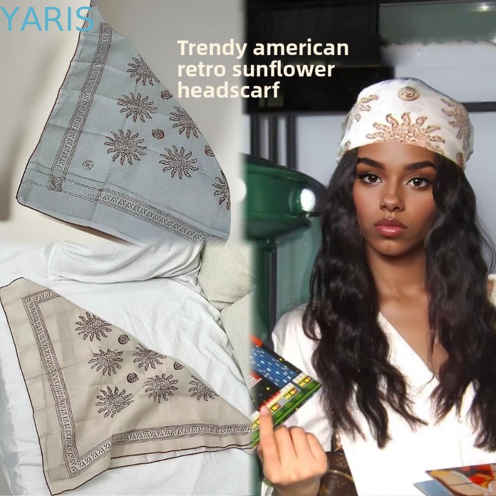 YARIS Square Headscarf ลายดอกไม้ Y2K สำหรับแฟชั่น Hip Hop และ Punk