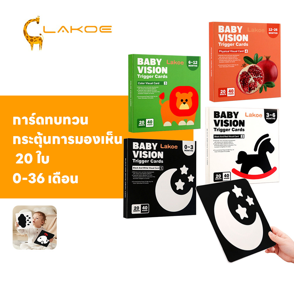 LAKOEMALL flashcard แฟลสการ์ด  การฝึกฝนภาพของทารก ของเล่นทารก flash card เด็ก  20 ใบ  การ์ดกระตุ้นสายตา