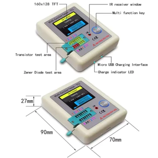 LCR-T7 TFT เครื่องทดสอบอุปกรณ์อิเล็กทรอนิกส์ วัดทรานซิสเตอร์ MOSFET NPN PNP LCR ไดโอด คาปาซิเตอร์
