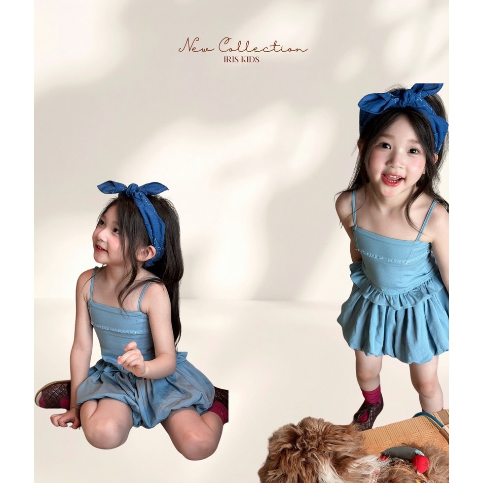「สินค้าลิขสิทธิ์แท้」IRIS KIDS 26ss IKT260320 Ocean Breeze Kids Set ชุดเด็กผู้หญิง สายเดี่ยว กระโปรงพ