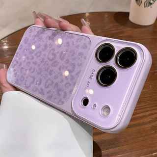 ใหม่สไตล์Glitter Leopardซิลิโคนขนาดใหญ่หน้าต่างเคสโทรศัพท์สําหรับiPhone 17 16 15 14 13 12 Pro Max | ซิลิโคนปกอ่อน + TPU กันกระแทก