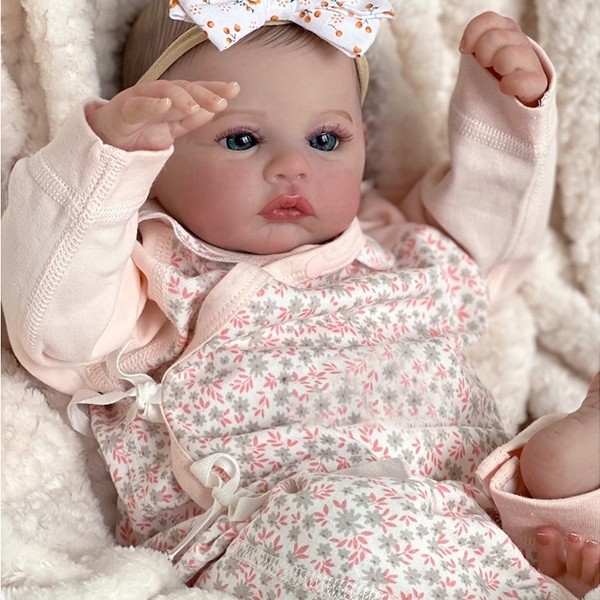 Reborn Meadow 18 นิ้ว Reborn ตุ๊กตาเด็ก Hand draw ผมนุ่มเหมือนจริงทารกแรกเกิดตุ๊กตา 3D Skin Tone Col