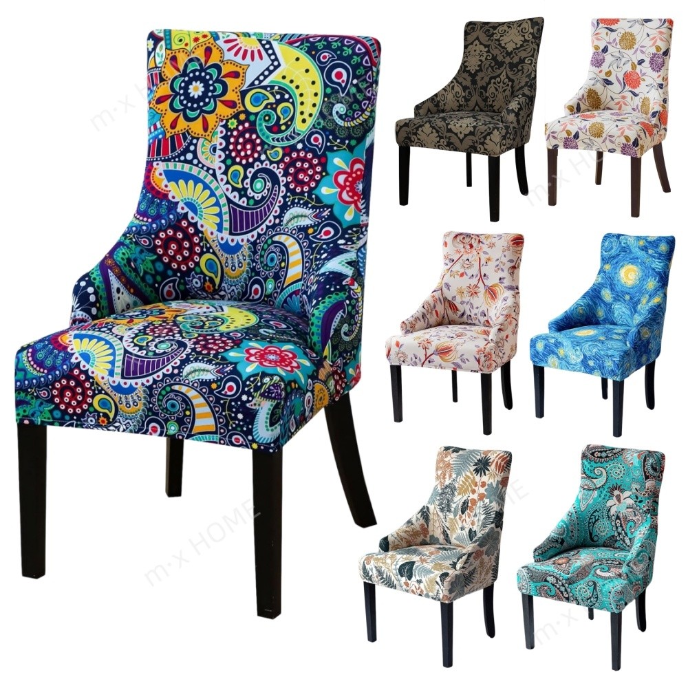 Wingback เก้าอี้ Slipcovers รูปแบบยืดเก้าอี้ปีกครอบคลุมReusable Armเก้าอี้Protectorสําหรับห้องรับประทานอาหารจัดเลี้ยงตกแต่งบ้าน