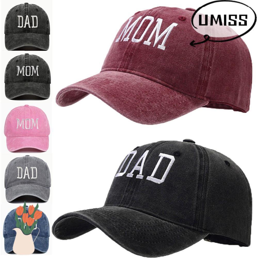 UMISS DAD MOM เย็บปักถักร้อยเบสบอลหมวก, Visors Vintage Distressed Faded Cap, เบสบอลหมวก Hiphop แบบปรับได้