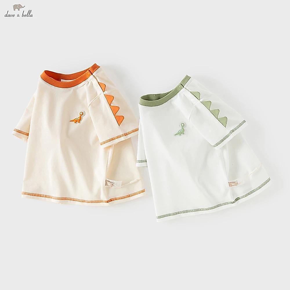 เสื้อยืดเด็กแขนสั้นผ้าฝ้าย Dave Bella Boys ขนาด 1-7 ปี สวมใส่ง่ายสำหรับเด็กในช่วงฤดูร้อนและตอนเล่นกลางแจ้ง