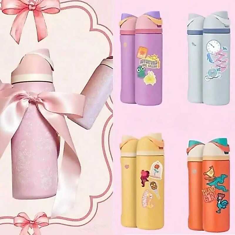 C 24Oz /32Oz Cup Stainl Steel Insulated Water Bottle With Straw, Portable Coffee Mug Suitable For H