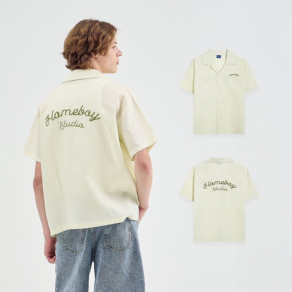 HOMEBOY เสื้อเชิ้ต HB.SUNSET.SHIRT  คอตตอนโพลีเอสเตอร์ ใส่ได้ทุกวัน