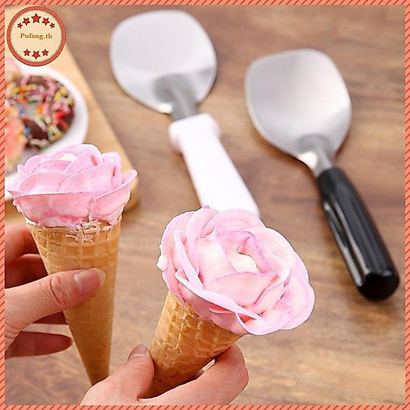 PUFANG แช่แข็งโยเกิร์ต Scoop สแตนเลสสตีลไอศกรีม Scoop Spade สําหรับ Hard หรือขนมหวานแบน Paddle เครื่องตัดเนยเครื่องมือสําหรับ Frozen TH
