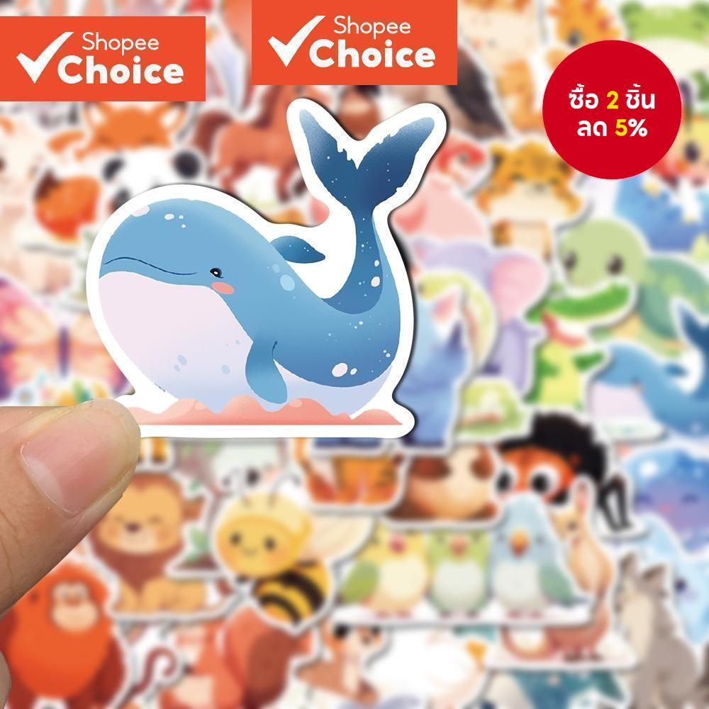 สติกเกอร์สัตว์การ์ตูนน่ารัก 50 ชิ้น - สติ๊กเกอร์กันน้ําสติ๊กเกอร์ไวนิลสําหรับโทรศัพท์, ไอแพด และขวดน้ํา