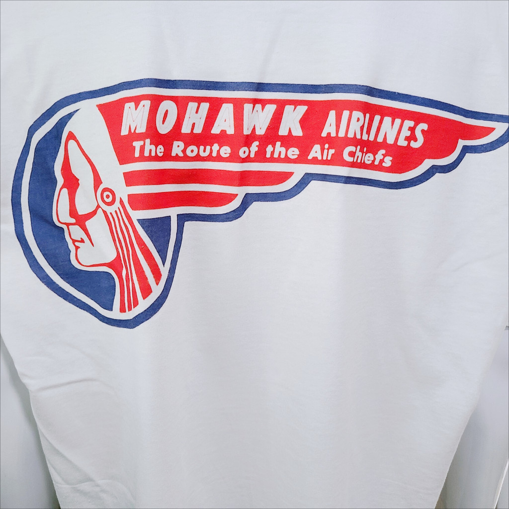 American Old-fashioned Civil Airlines Culture เสื้อยืด Mohawk Airlines สโลแกนพิมพ์รอบคอหลวมผู้ชาย T @-