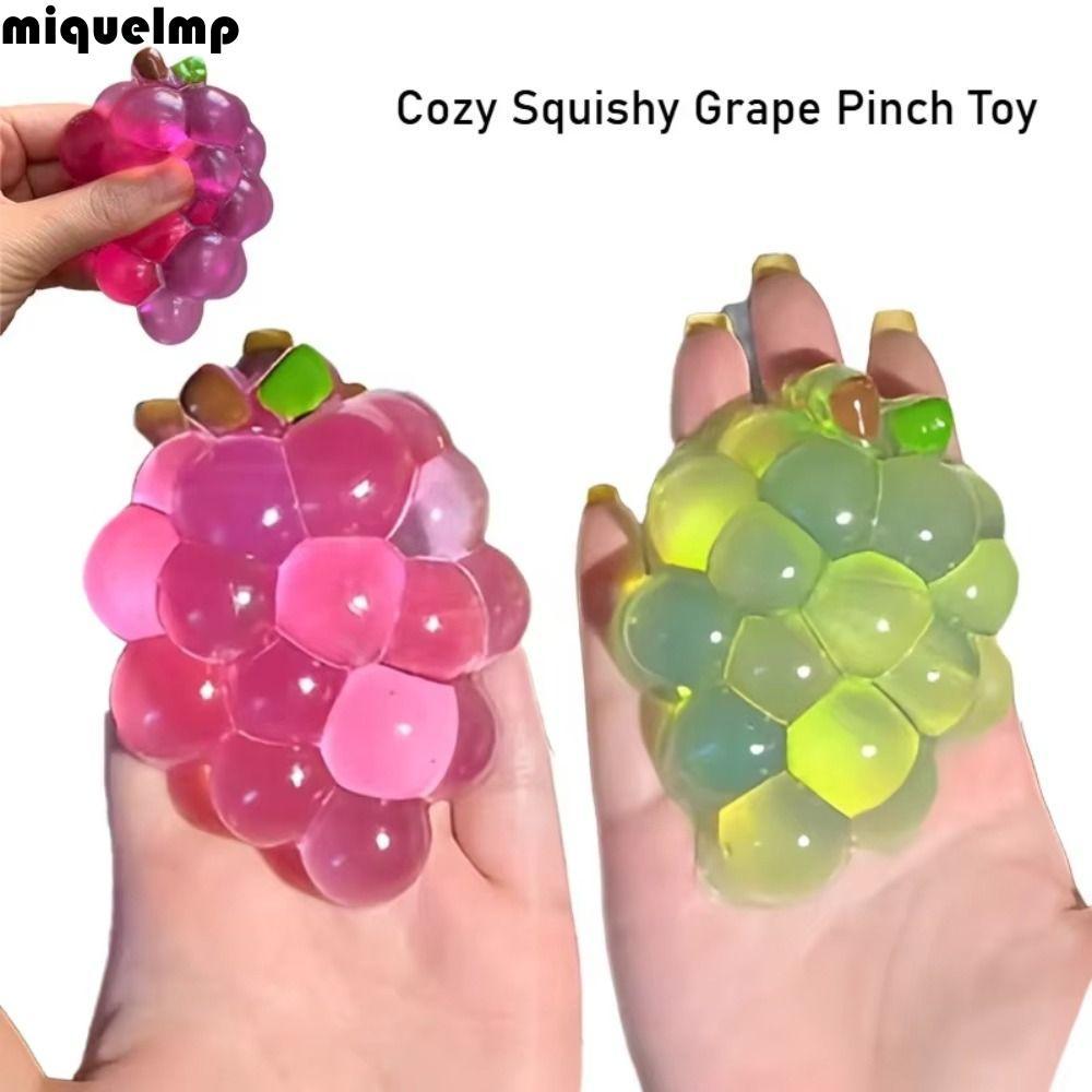 MIQUEL Squishy ผลไม้, องุ่นโปร่งใสยืดหยุ่นนุ่ม Fidget ของเล่น, ของเล่นมือสร้างสรรค์ Jelly Color Pinch Grapes Sensory ของเล่นของขวัญวันเกิด