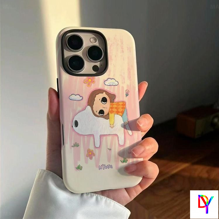 Qitu Yunduo สาวฟิล์ม 2-in-1 สองชั้นสําหรับ iPhone 17 16 15 14 13 12 11 Pro Max Air Plus XS XR 7 8Plus Anti-fall เกราะป้องกัน