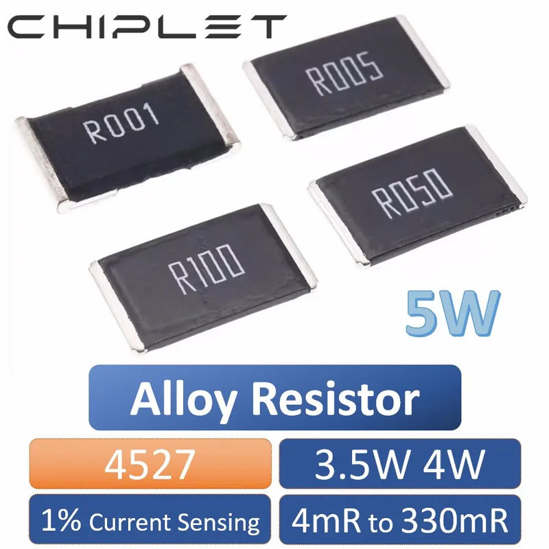 2 ชิ้น 4527 SMD โลหะผสมความต้านทาน 1% 5W Current Sensing Resistor 3mR 5mR 7mR 10mR 15mR 20mR 50mR 10