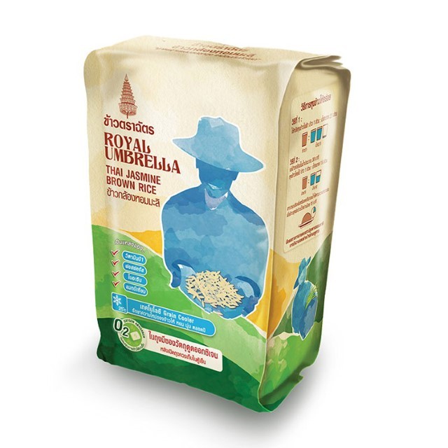 ฉัตร ข้าวกล้องหอมมะลิ Royal Umbrella Brown Jasmine Rice 2kg.