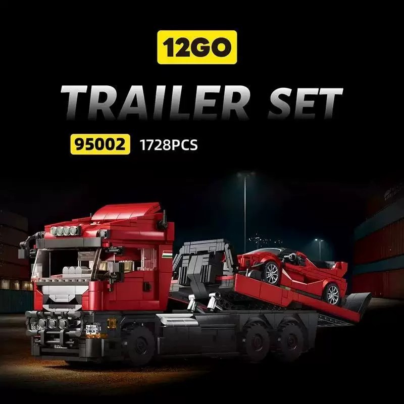 Scania Trailer Ferrari Supercar Model การศึกษาประกอบของเล่นบล็อกตัวต่อ