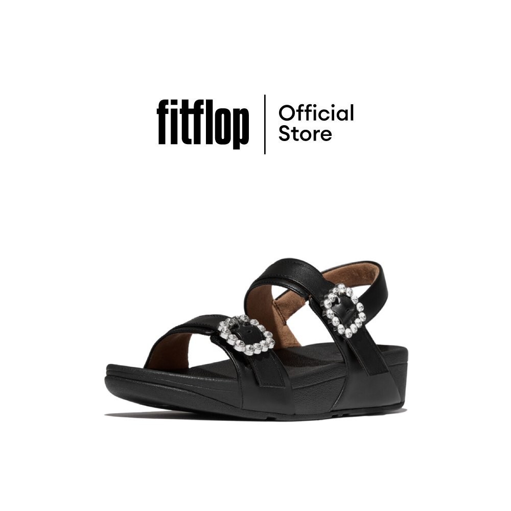 FITFLOP LULU CRYSTAL-BUCKLE BACK-STRAP รองเท้าแตะแบบรัดส้นผู้หญิง รุ่น E1F-090 สี BLACK