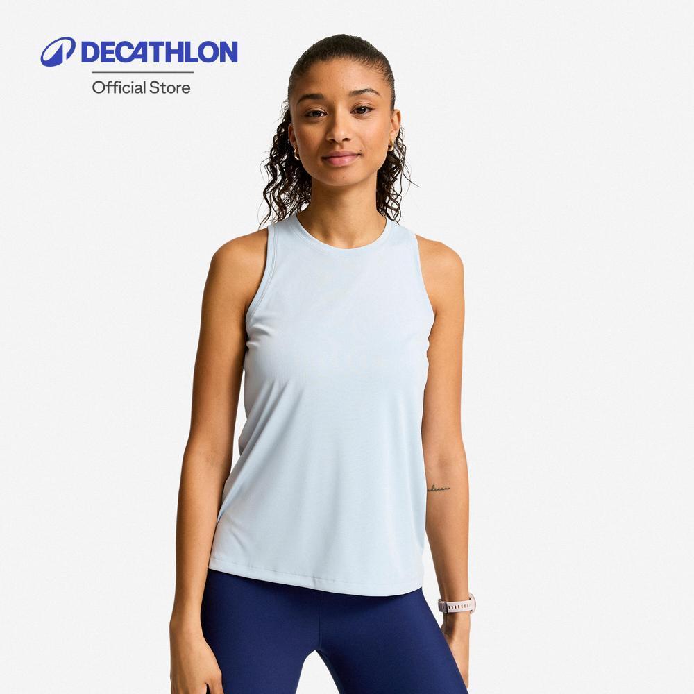 Decathlon Women'S Straight-Cut Fitness Tank Top เสื้อกล้ามทรงตรงสำหรับผู้หญิงใส่ออกกำลังกาย - Blue