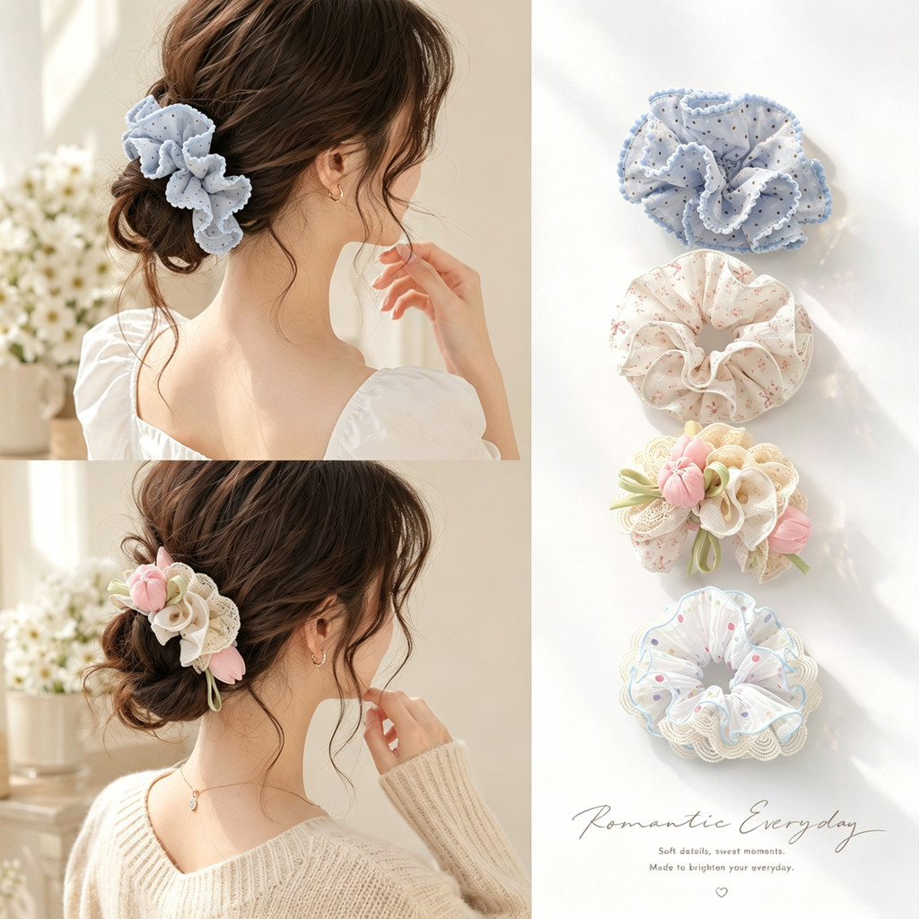 Scrunchies ผู้หญิงผูกผม Scrunchy ผู้ถือหางม้าไม่มี Creease ยางรัดผมนุ่มยืดหยุ่นไม่เจ็บผมของคุณ
