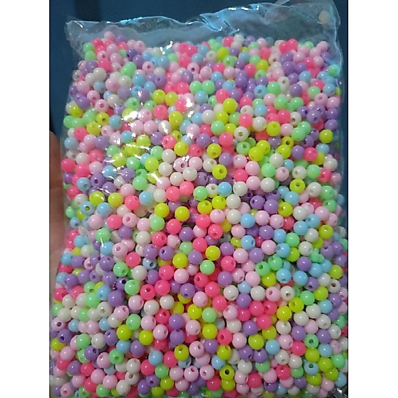 MILK ROUND mote ลูกปัด 4mm 6mm 8mm คละสี diy ร้อยลูกปัด