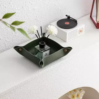 AA PU หนังกล่องเก็บสแควร์สไตล์นอร์ดิกโต๊ะถาดสําหรับ Home Office Entryway Porch Supplies TH
