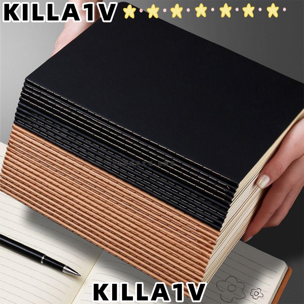 KILLA1V Notebook, A4/A5/B5 Kraft Cover Diary Book, Vintage Grid/Lined/Blank Writing Book School