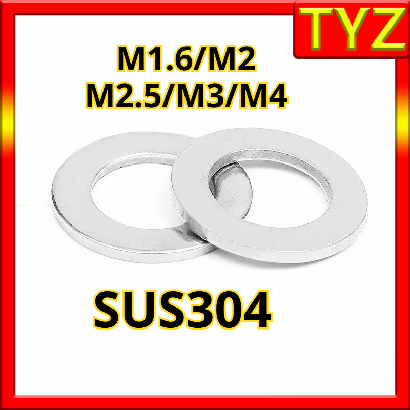 แหวนอีแปะ แหวนรอง สแตนเลส 304 / Flat Washer SUS304  M1.6/M2/M2.5/M3/M4 TYZ-FASTENER