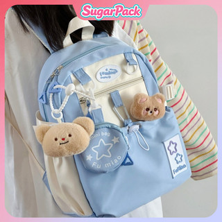 SugarPack Tas Ransel Wanita Trendy Tas Sekolah Stylish Anti Air&Kapasitas Besar+Free Gantungan Lucu